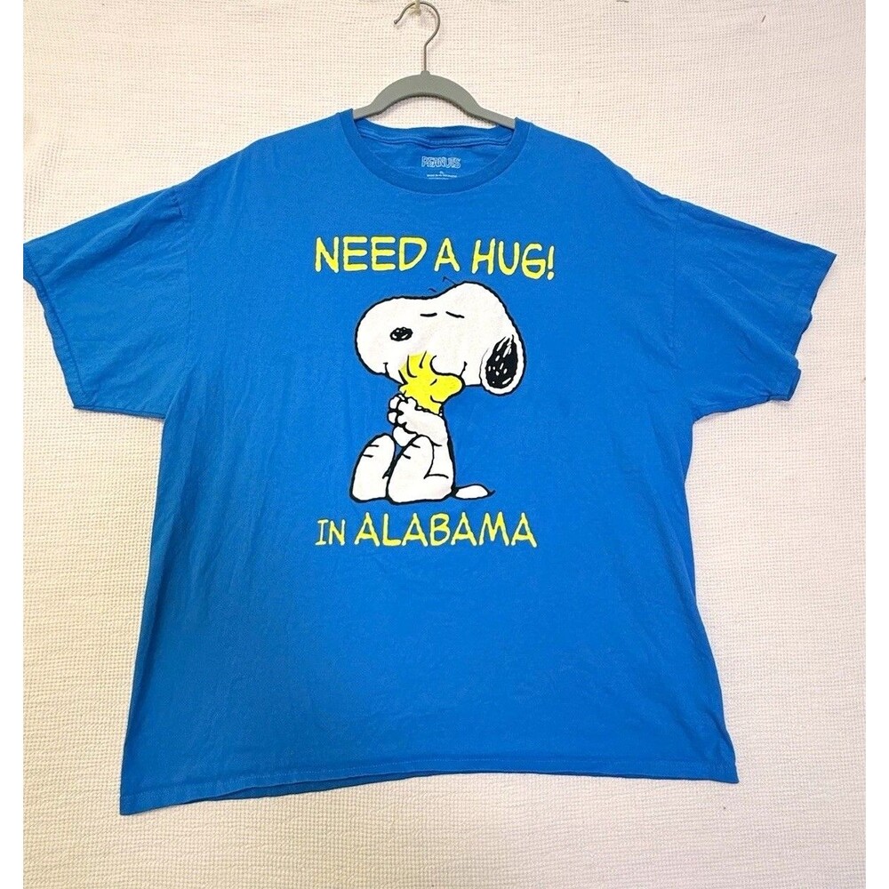 Peanuts Snoopy Need A Hug In Alabama XL Blue Crew Neck Graphic T-Shirt